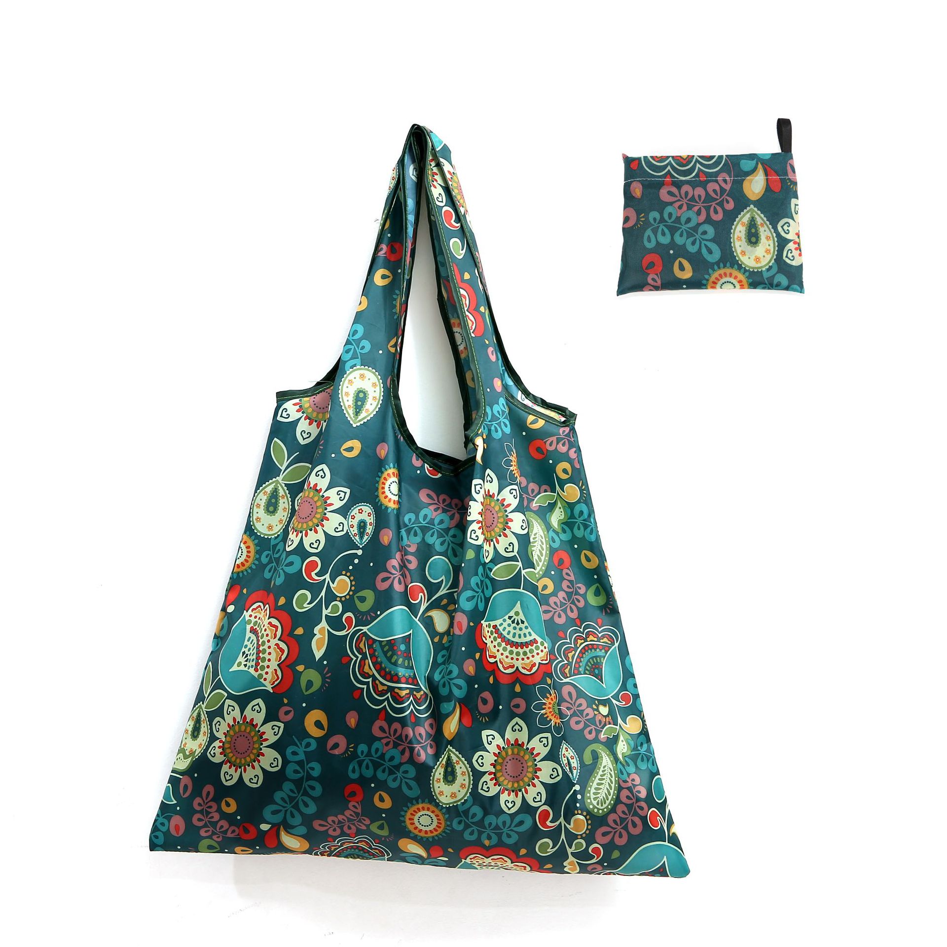 2020 new spot large jacquard square bag portable eco-friendly folding shopping bag manufacturer customized thumbnail