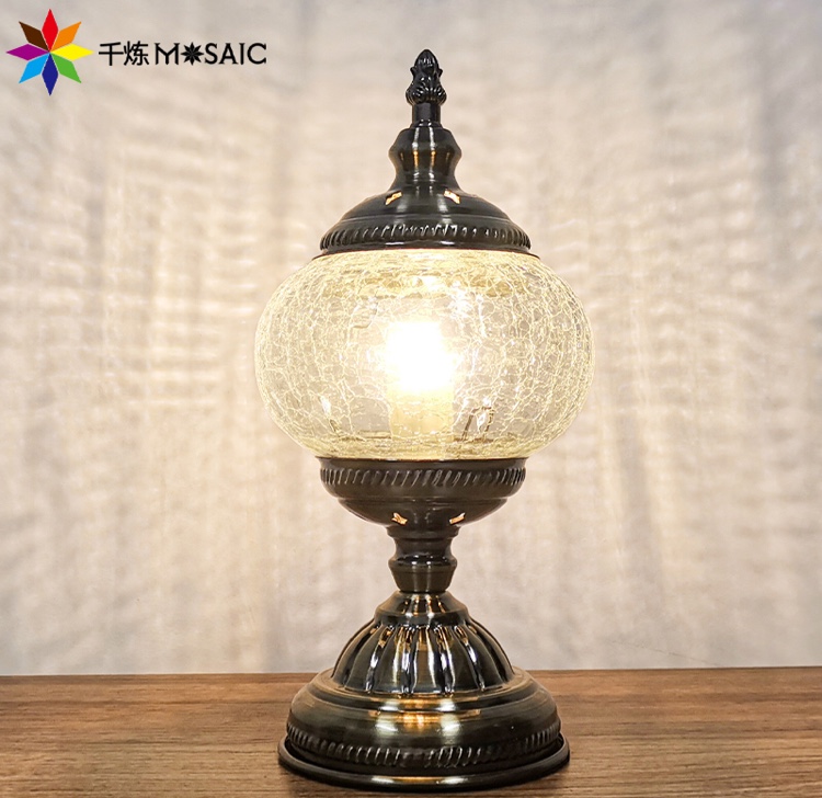 The Turkish Mosaic table lamp decorative light has cracked due to ice