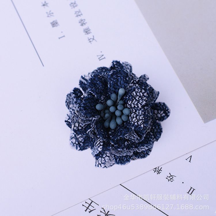 韩版4CM蕾丝鞋帽花胸针头花DIY手工服装定型花厂家直销配件花朵详情图8