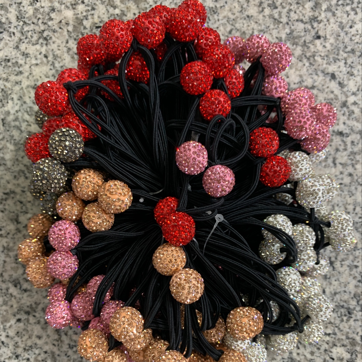 16 # Fine string diamond ball Korean version fashionable ladies' hair tie, women's rubber band tie, elegant headwear, high elasticity adult autumn and winter hair tie, hair accessory, casual rubber band, solid color little rabbit hair band, Chenhui Accessories 011