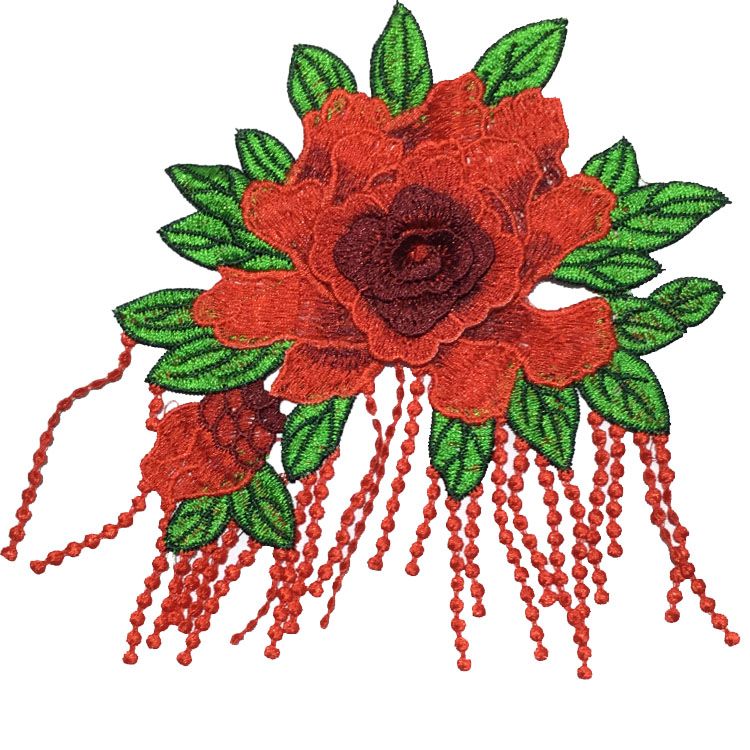Factory Direct Tassel Peony Flower Water-Soluble Embroidery Flower Multi-Layer Three-Dimensional Clothing Decoration Multi-Color Patch Can Be Customized