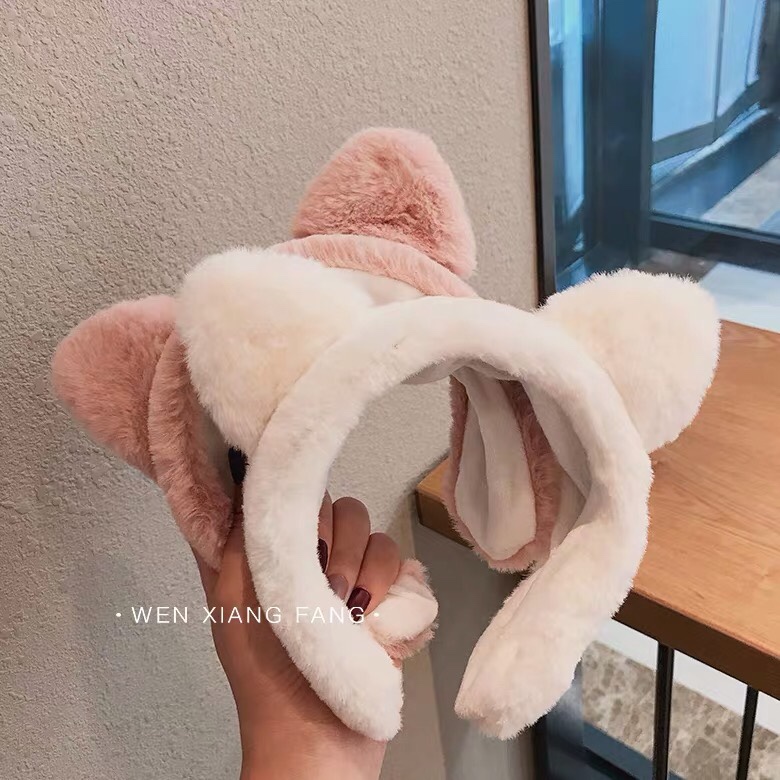 Headband Female Face Cat Ears Headband Cute Girl Heart Wide Plush Hair Band Hair Card Accessories Network Red Simple