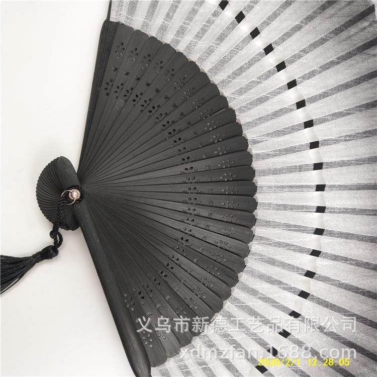 女士折扇定制   二节亚麻棉布扇   竹扇  竹制折扇  绢扇  厂家批发   丝绸扇详情图6