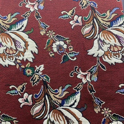 Large White Floral Print On Red Background