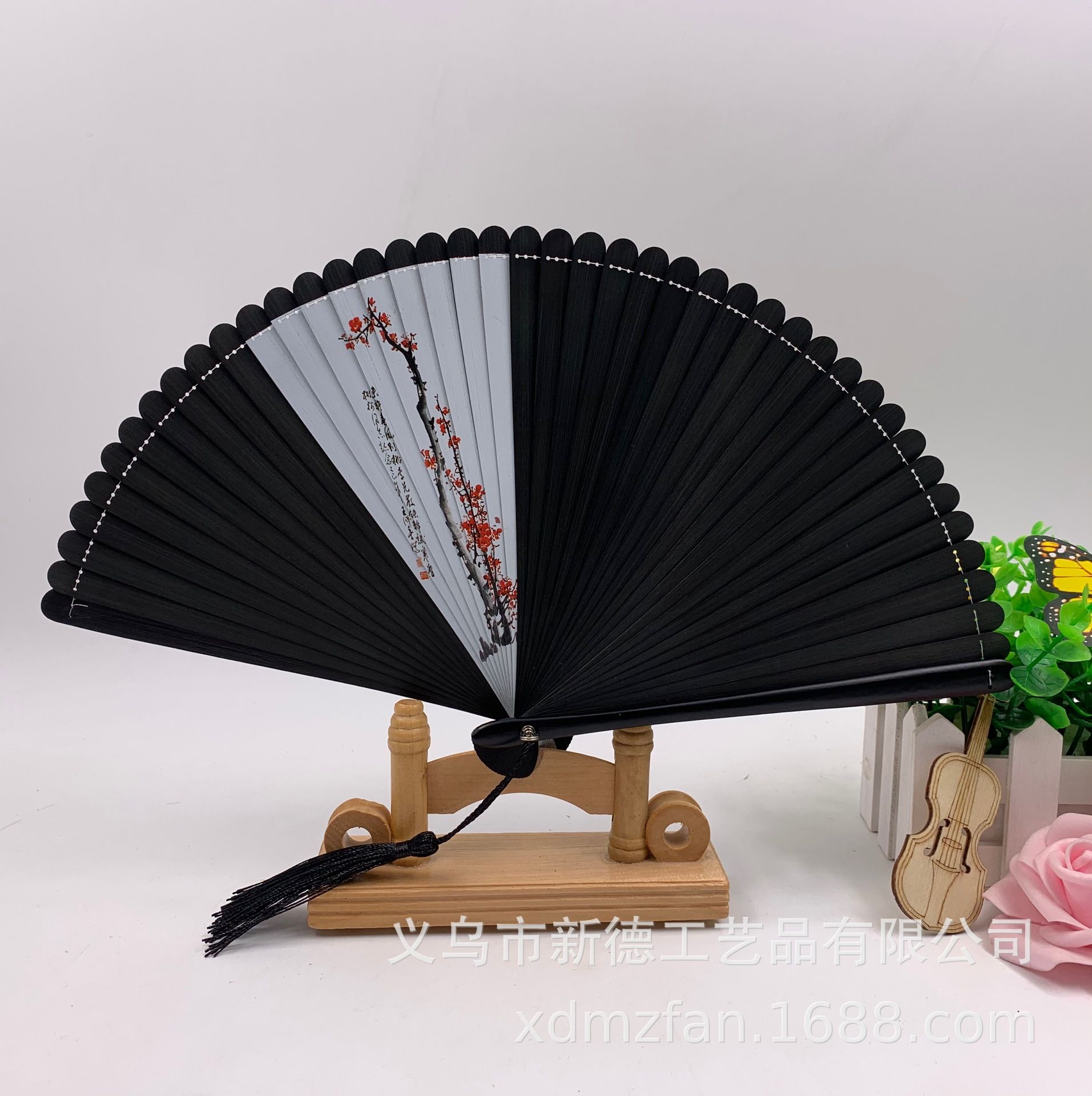 德祯顺滑好开合竹扇  头青喷绘全竹扇  古风 折扇  扇子  全竹扇  中国风 扇子  竹扇详情图6