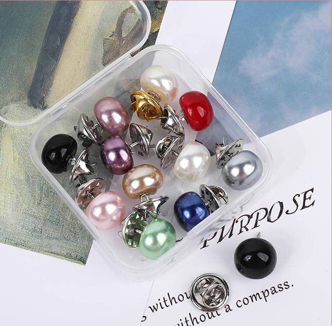 Anti - slip button - up sweater cardigan pearl button shirt invisible button-down shirt collar decorative buttons versatile