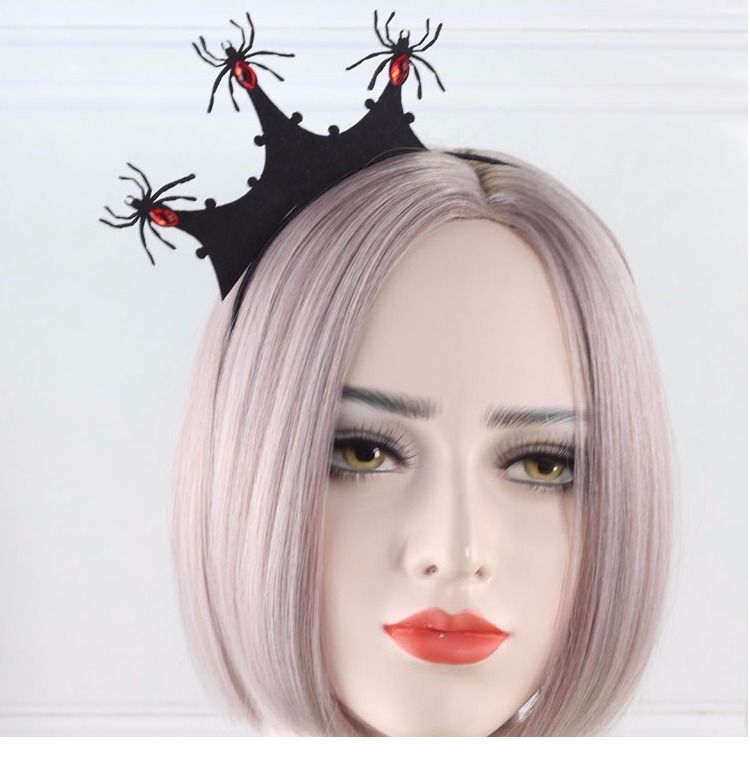 Cross-Border New Halloween Headband Non-Woven Hair Buckle Spider Web Headwear Dress Up Trident Witch Hat details Picture