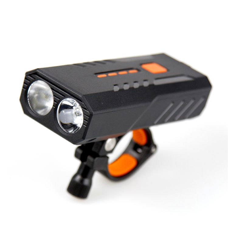 BC25S dual lights 2LED two lights USB charging bicycle headlights Bicycle lighting flashlight can be used as a mobile phone charging bank