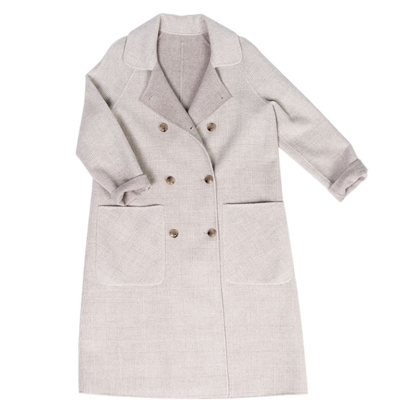 大衣女款2020纯手工双面羊绒大衣可定制全羊毛超柔软白底实物图