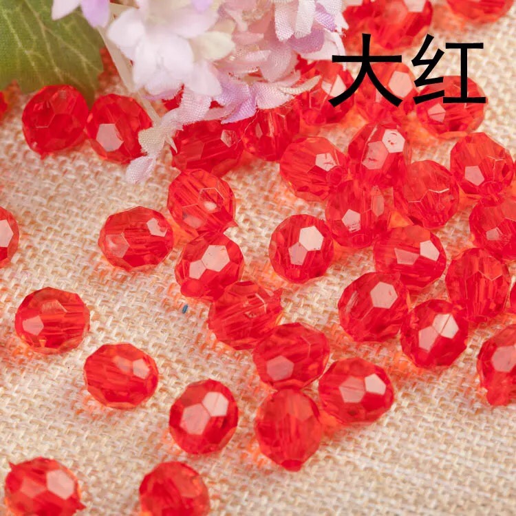 8mm串珠透明角珠32切面亚克力散珠子diy手工饰品工艺品摆件配料白底实物图