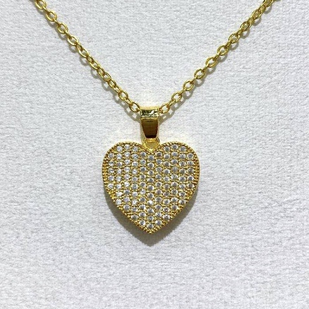 Ins Love Small Necklace Korean Version Full Zirconium Real Gold Plated Clavicle Chain Simple Light Luxury