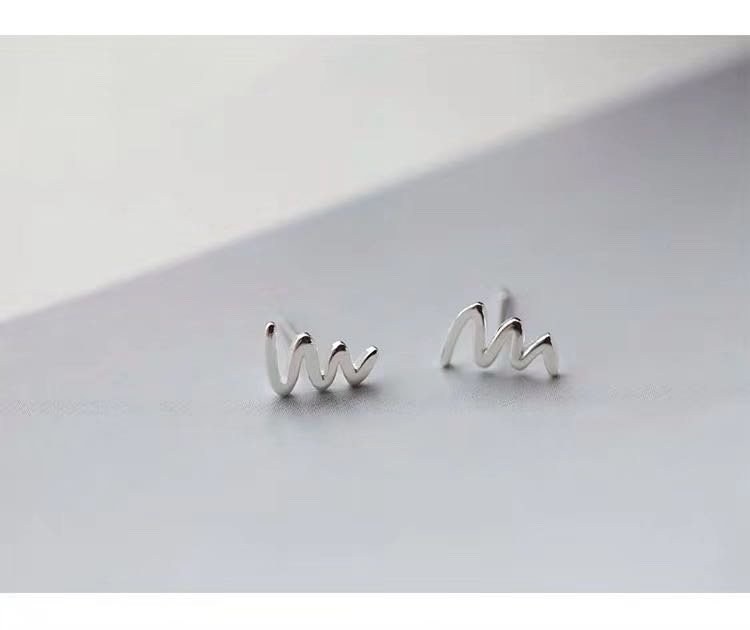 Full body 925 silver Korean graffiti small earrings thumbnail