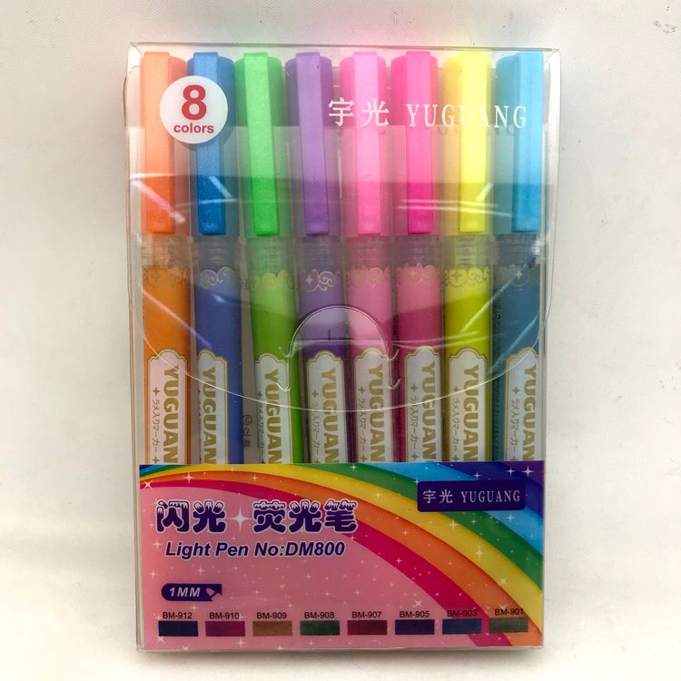 Flash Fluorescent Marker 1MM Pocket DIY Creative pen 8 colors
