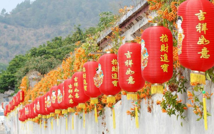 High-quality figures, golden boy and jade girl, winter melon lantern, silk cloth, long folding waterproof, Chinese-style big red steel wire Spring Festival decoration undefined