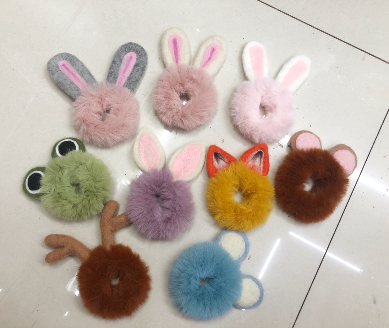 Cute Fried rabbit ears hair ring East Gate fur cat ears rope big eye frog hair rope rubber band thumbnail