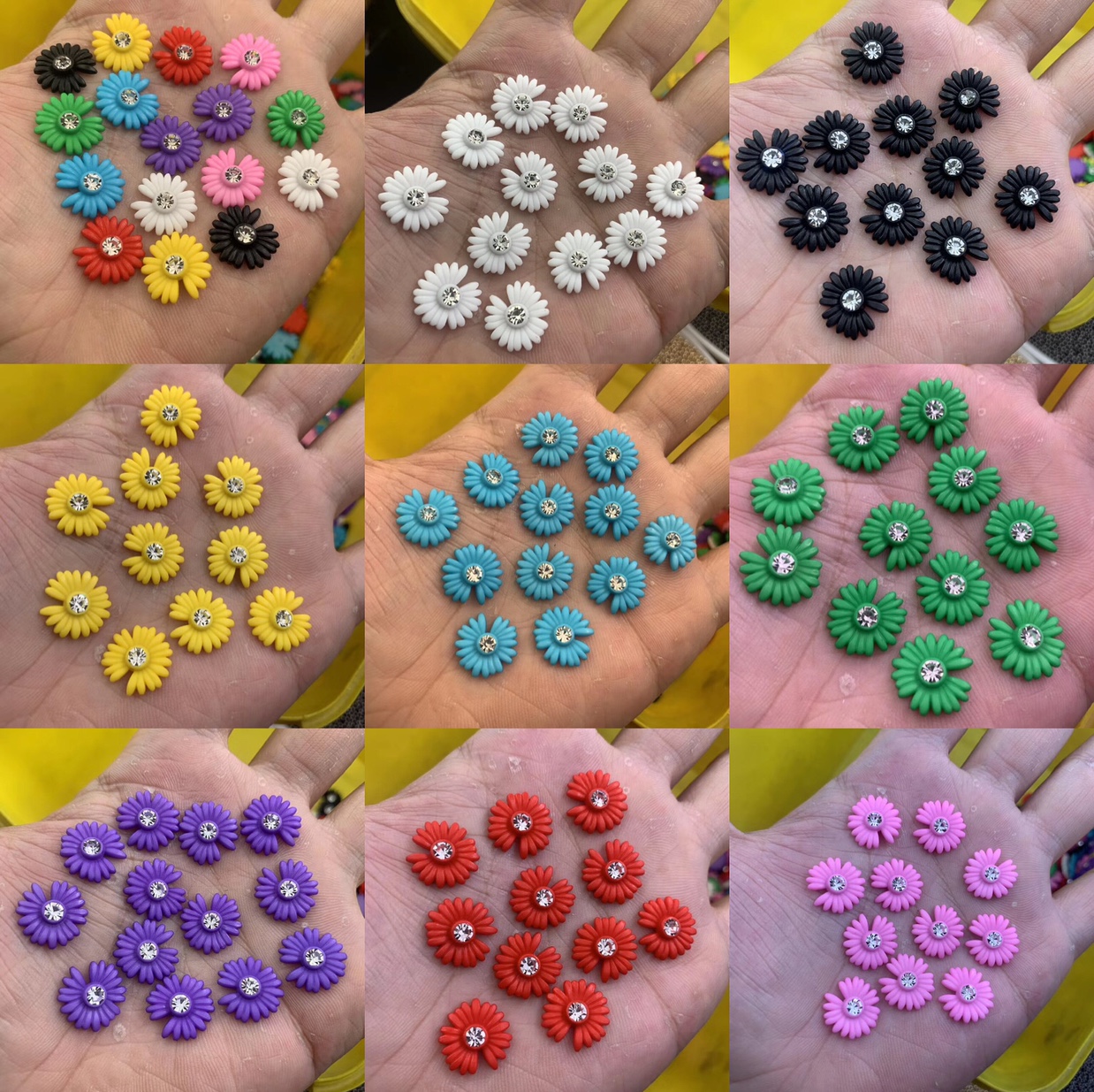 14 mm Daisy Daisy 🌼 point drill a glue spend ABS plastic automatic to drill the double diamond drill clothing shoes accessories DIY drill plastic machine nailing fit coiffure stud earrings cloth art 1000 per bag
