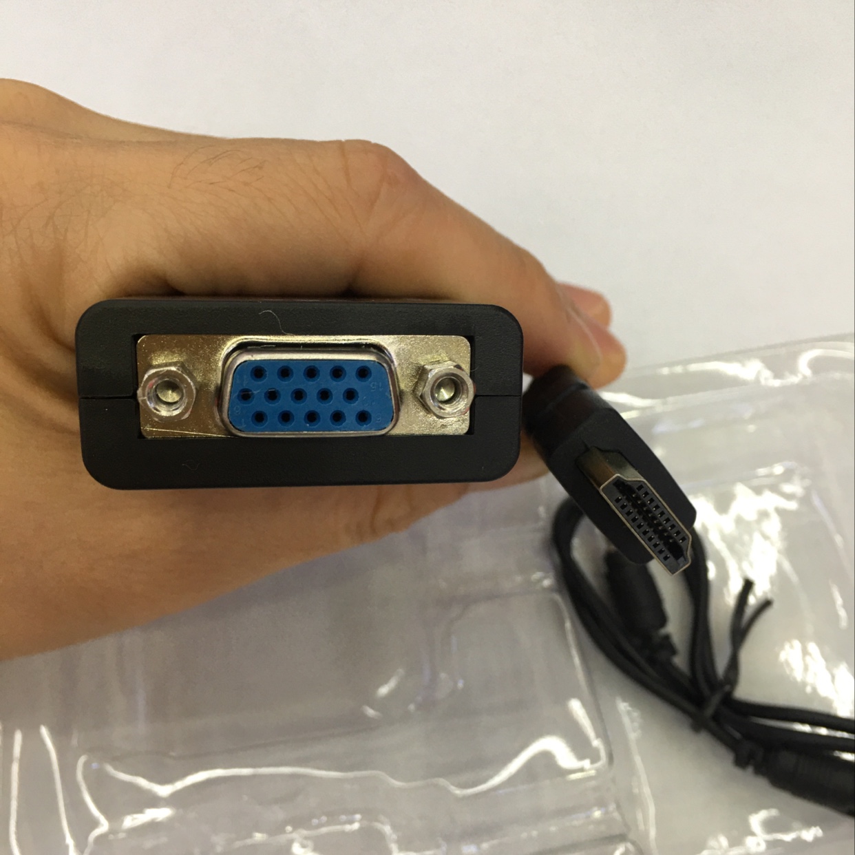 HDMI  转 VGA 高清转换器  HDMI转 VGA凸头转接线  带音频细节图