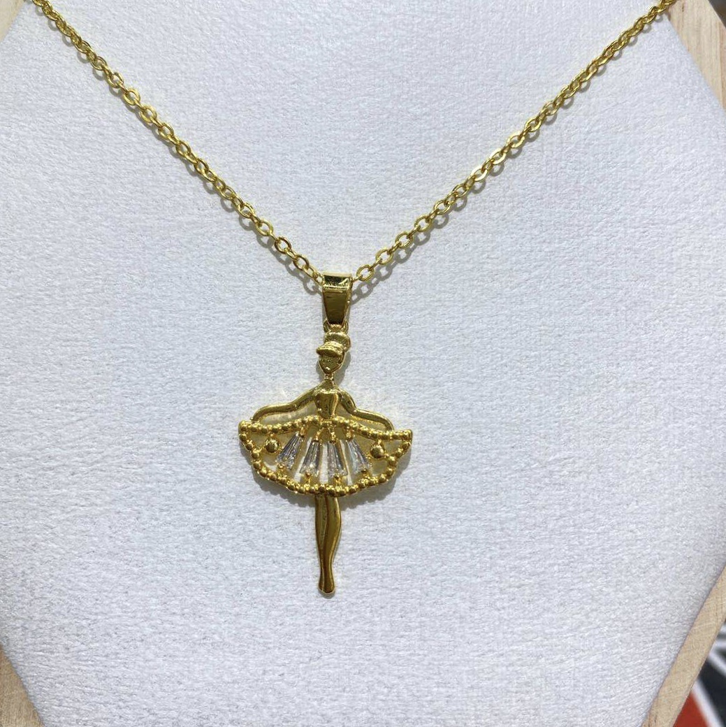 Ins Korean Ballet Necklace Full Of Zirconium Gold Electroplated Collarbone Chain Simple Light Luxury details Picture