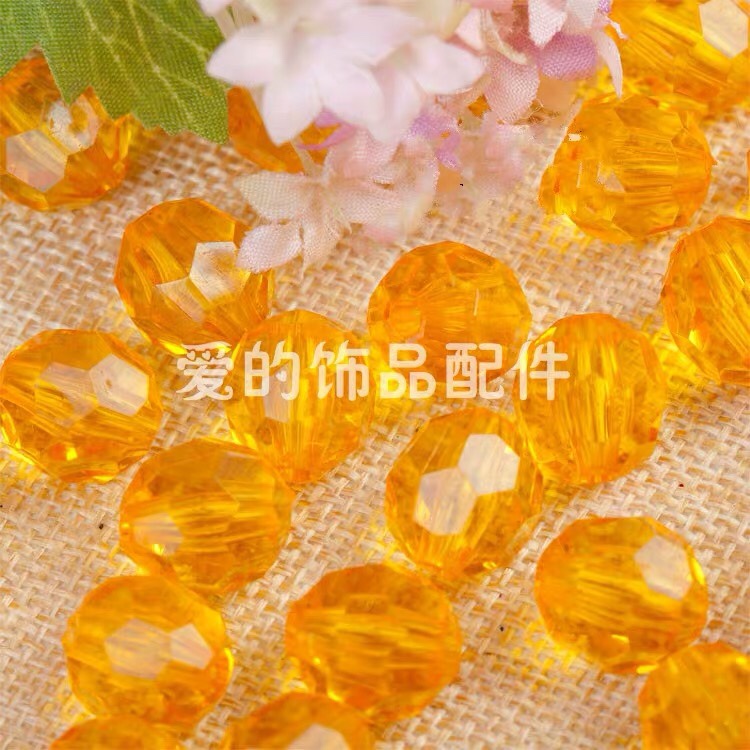 10mm串珠透明角珠32切面亚克力散珠子diy手工饰品工艺品摆件配料