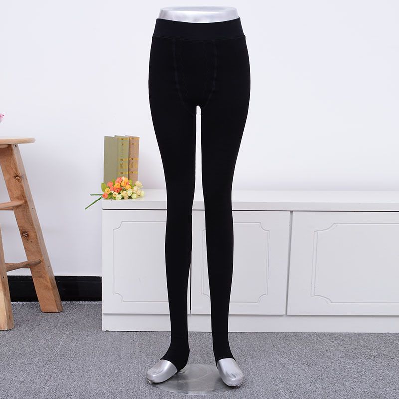 厂家直销 冬季分层加绒加厚打底裤 双面档锦纶踩脚弹力保暖裤批发图