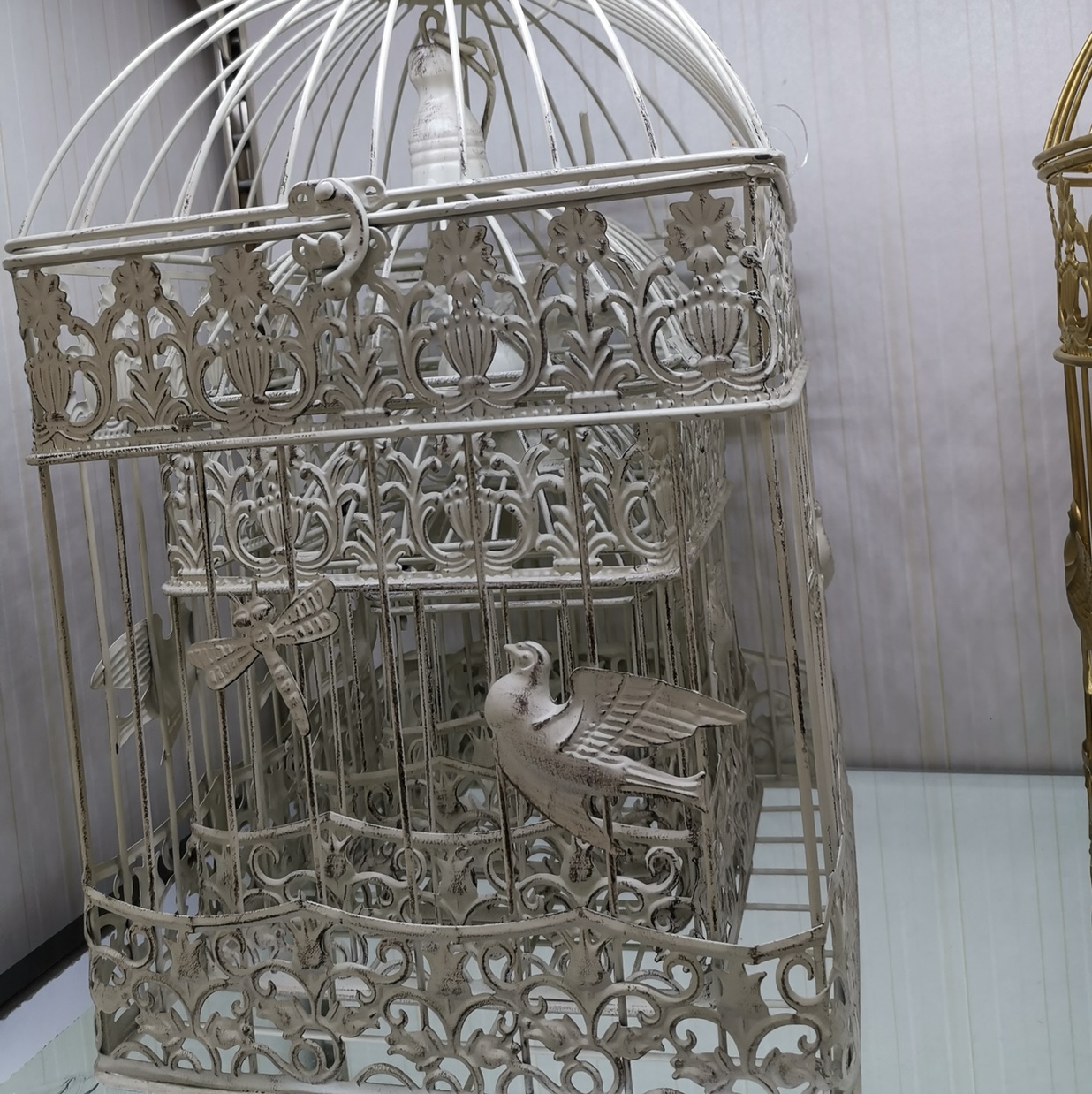 套4复古旧色方形鸟笼婚庆插花装饰用品装饰品庭院户外风灯户外装饰户外园艺架