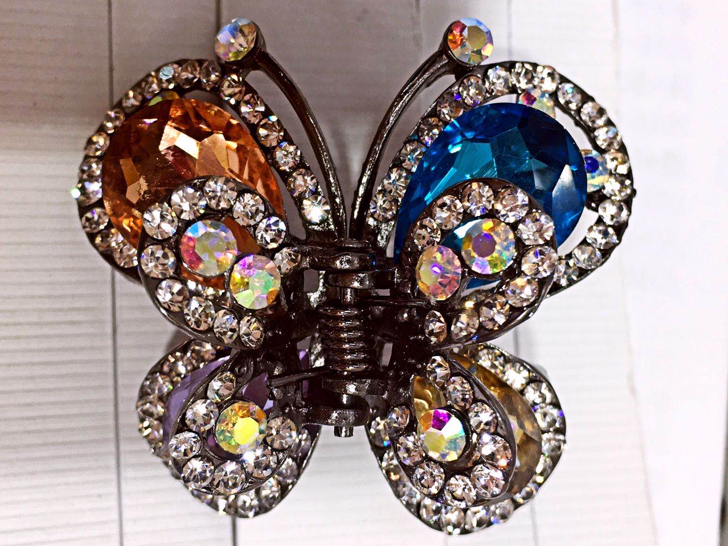 Alloy Korean version full diamond glass Lady children butterfly claw clip white thumbnail