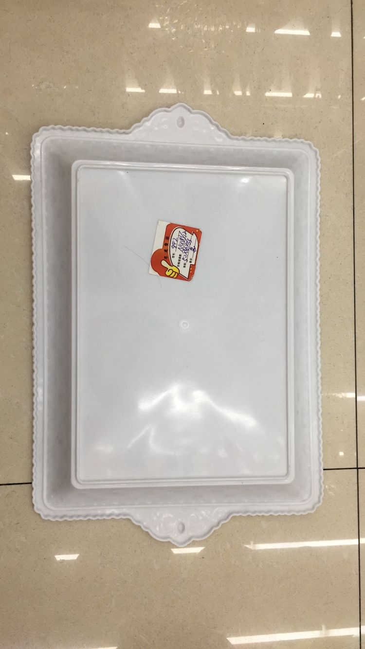白色塑料托盘长方形咖啡盘家用客厅商用托盘果盘36*23.5CM白底实物图