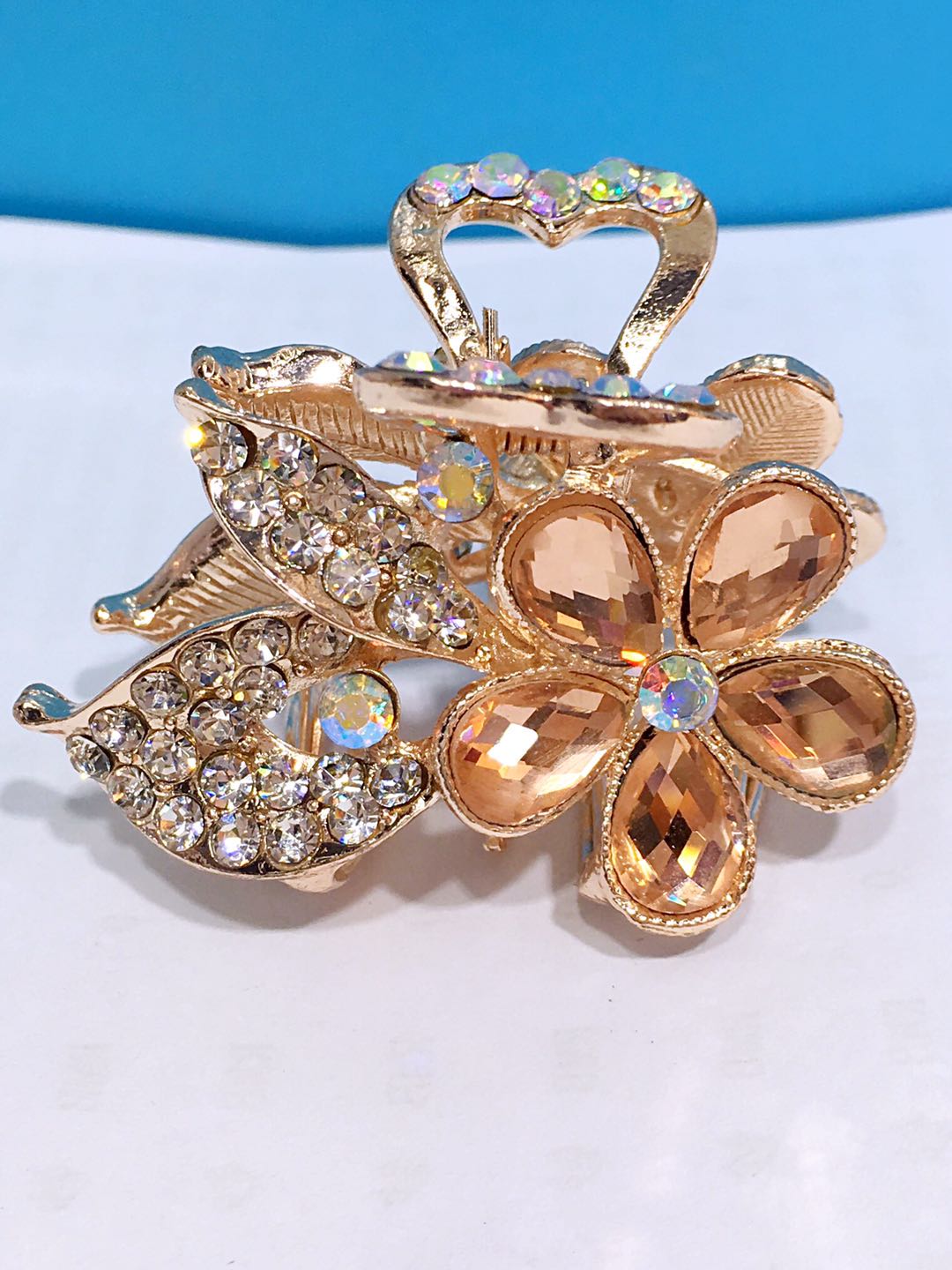 Alloy Korean Version Full Diamond Glass Lady Children Butterfly Claw With Rose Gold Hidden Gold Purple Gold Flower
