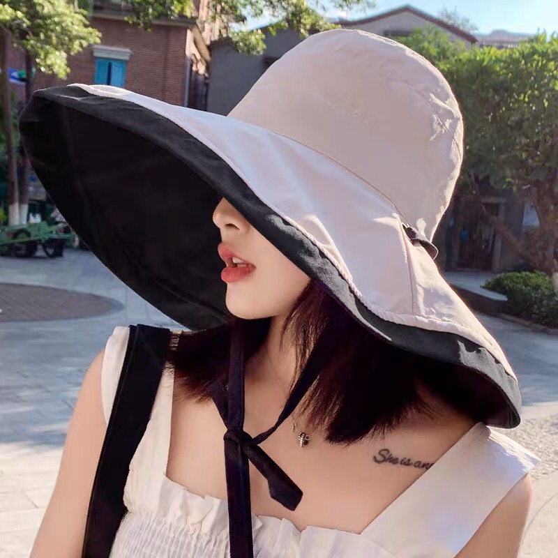遮阳帽女夏季韩版百搭防晒帽防紫外线大檐网红太阳帽日系潮渔夫帽