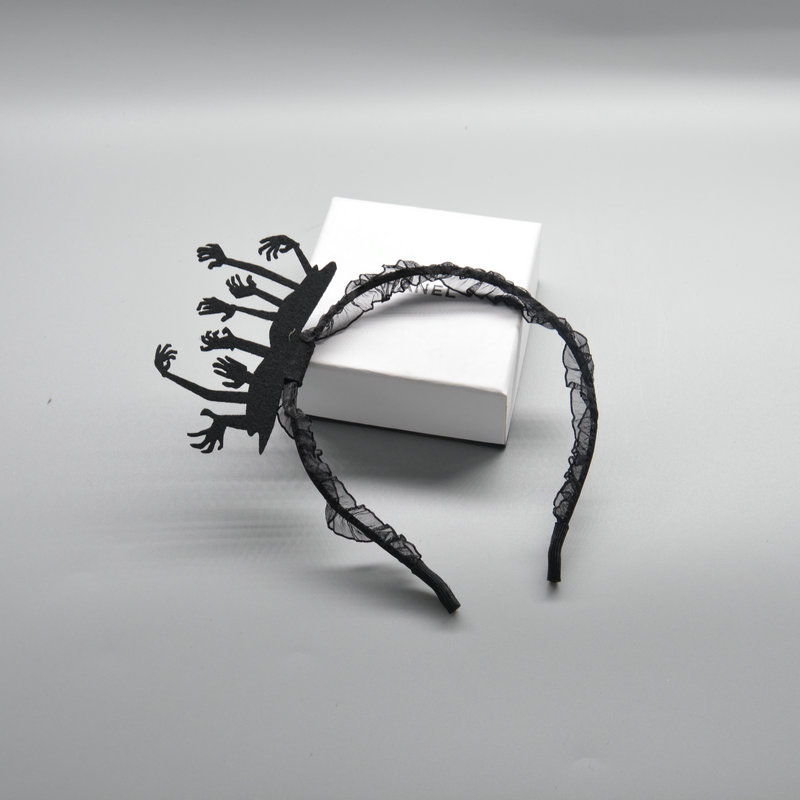 Cross-Border New Halloween Headband Non-Woven Hair Buckle Spider Web Headwear Dress Up Trident Witch Hat undefined