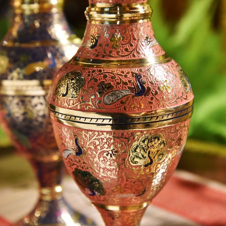 手工彩绘铜花瓶B款装饰器皿花瓶摆件花盆插花 小款详情图4
