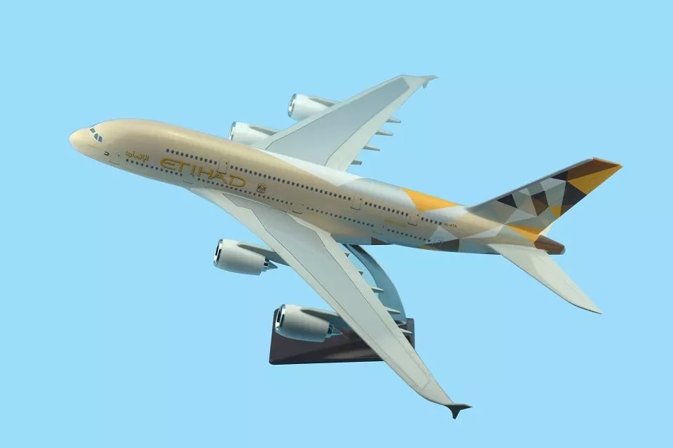 飞机模型（阿提哈德航空A380飞机）仿真飞机模型合成树脂飞机模型