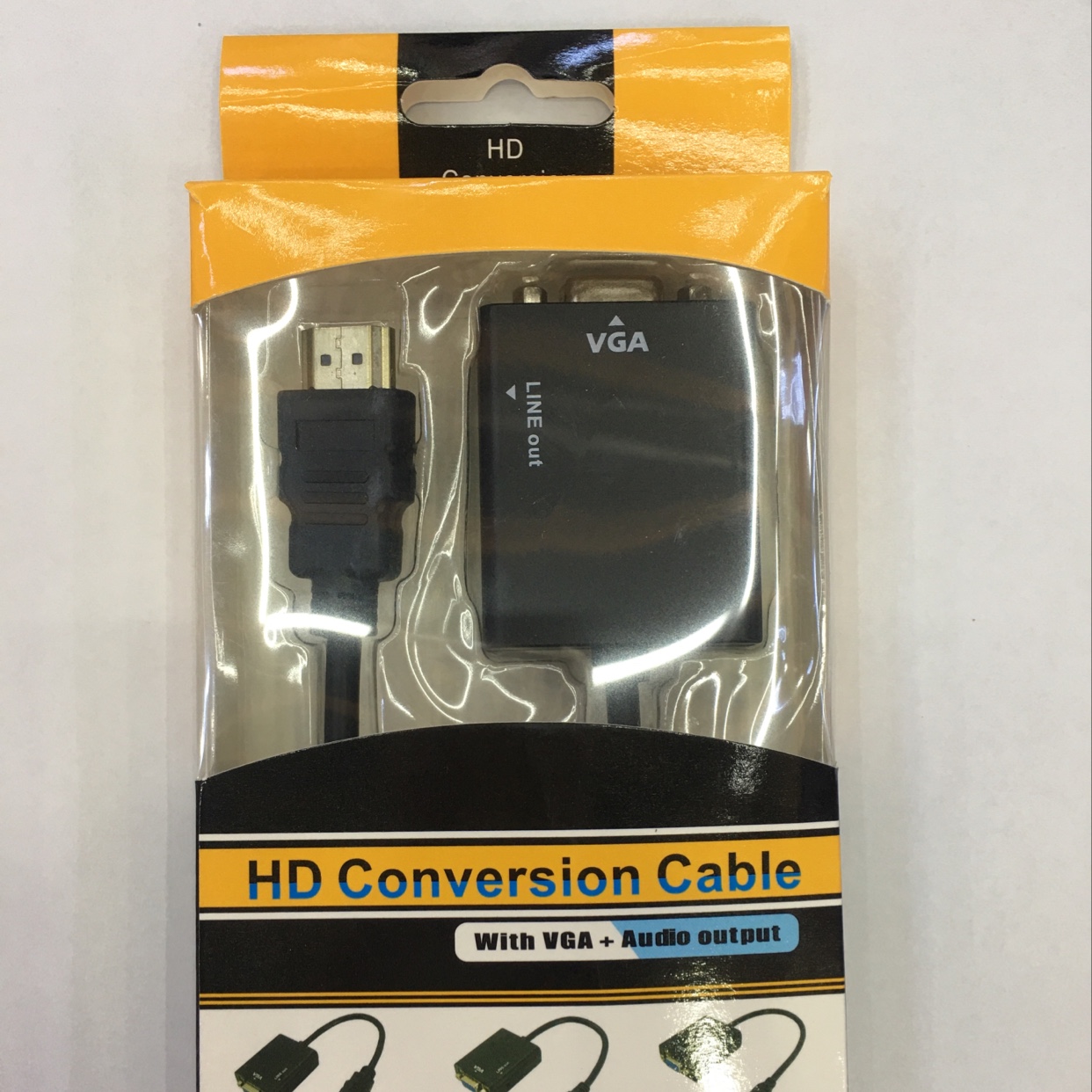 HDMI  转 VGA 高清转换器  HDMI转 VGA凸头转接线  带音频产品图