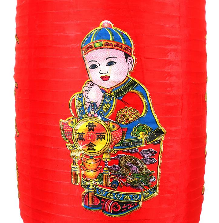 High-quality figures, golden boy and jade girl, winter melon lantern, silk cloth, long folding waterproof, Chinese-style big red steel wire Spring Festival decoration details Picture