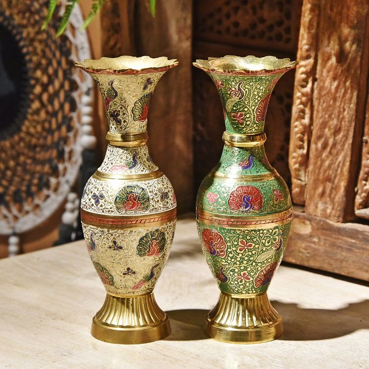 Hand-painted copper vase, Model C, decorative vessel, vase ornament, flower arrangement, imported all-copper details Picture