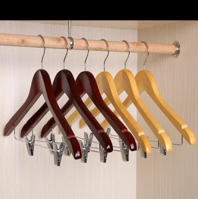 Solid wood hanger Clothes hanger with clip non-slip Solid wood hanger clothes hanging shelf thickness 2.0cm thumbnail