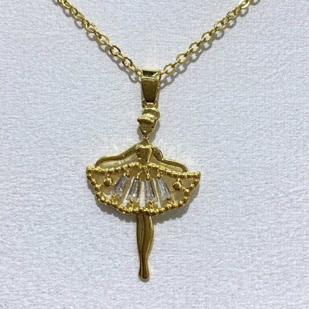 Ins Korean Ballet Necklace Full Of Zirconium Gold Electroplated Collarbone Chain Simple Light Luxury