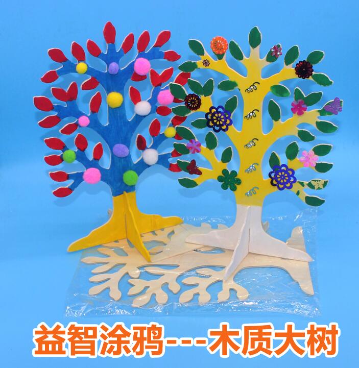植树节diy手工白坯木质大树幼儿园儿童材料制作美劳玩具详情图1