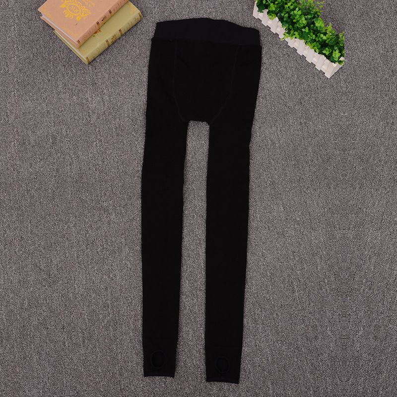 厂家直销 冬季分层加绒加厚打底裤 双面档锦纶踩脚弹力保暖裤批发细节图