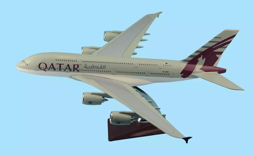 飞机模型（卡塔尔航空A380飞机）仿真飞机模型 合成树脂飞机模型