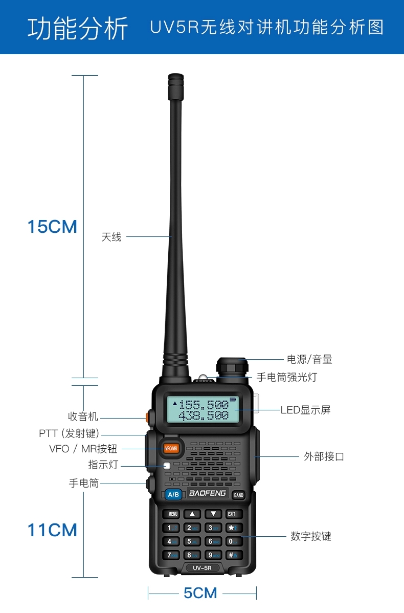 Factory direct baofeng BF-5R outdoor motorcade security property management site supermarket restaurant beauty salon entertainment place civil walkie talkie Item Picture