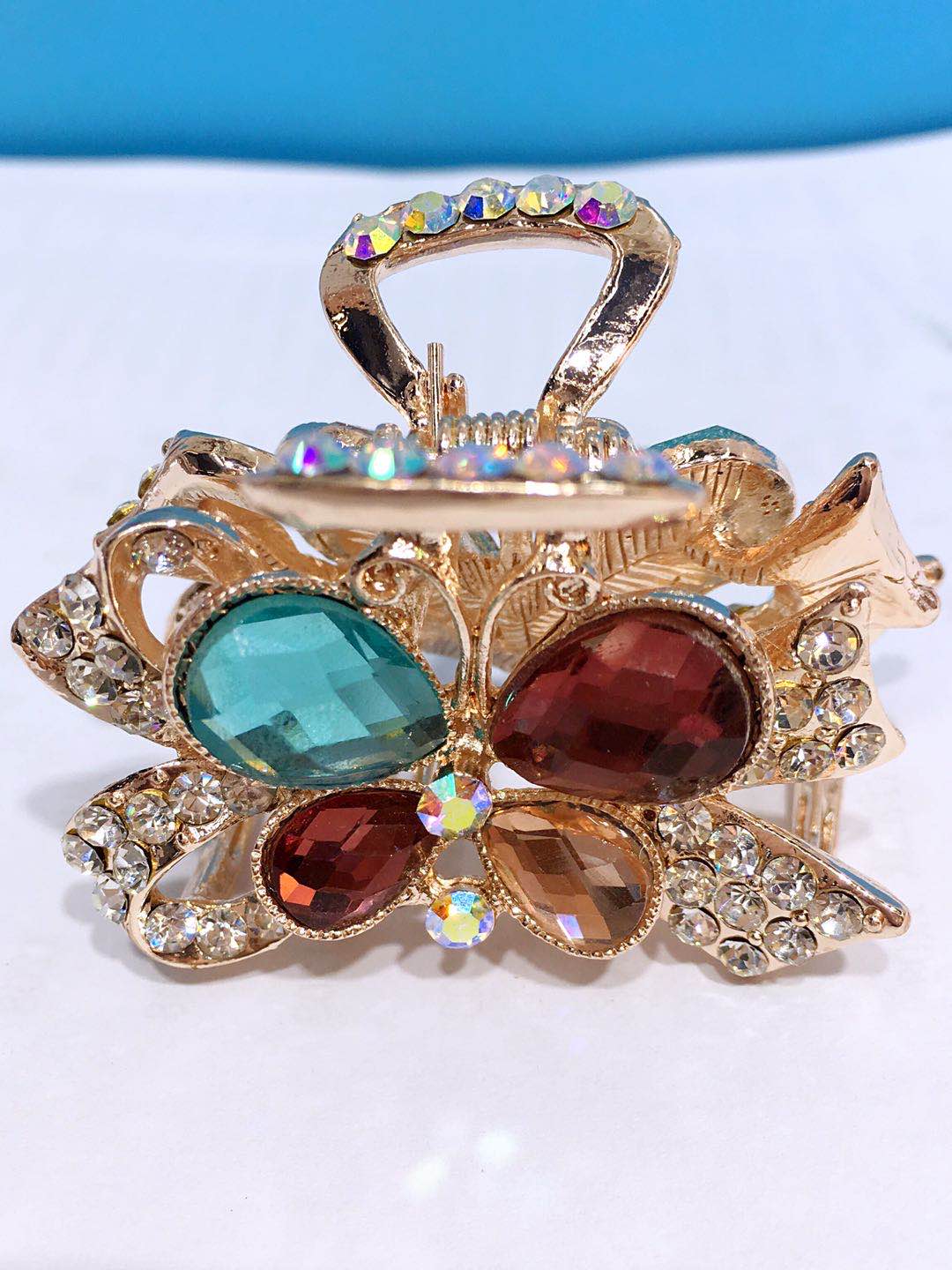 Alloy Korean Version Full Diamond Glass Lady Children Butterfly Claw Claw Rose Coffee Butterfly
