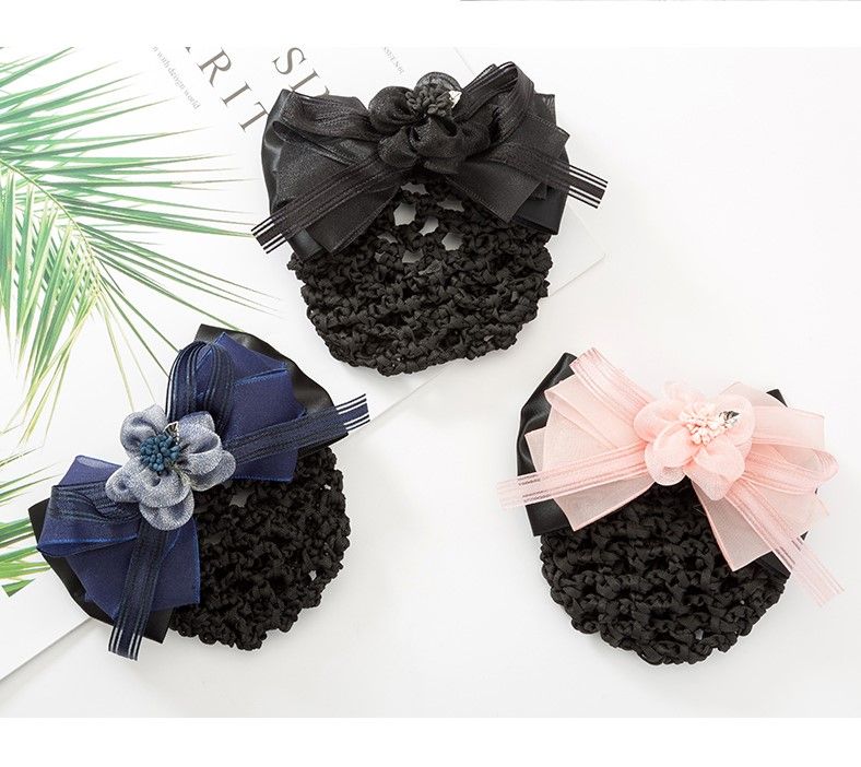 Professional head flower women dish hair net cover nurse fresh black Korean version of net stewardess bank work business hair accessories Specification drawing