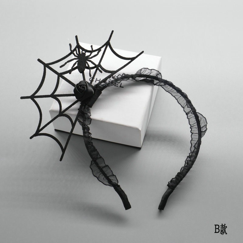 Cross-Border New Halloween Headband Non-Woven Hair Buckle Spider Web Headwear Dress Up Trident Witch Hat Item Picture