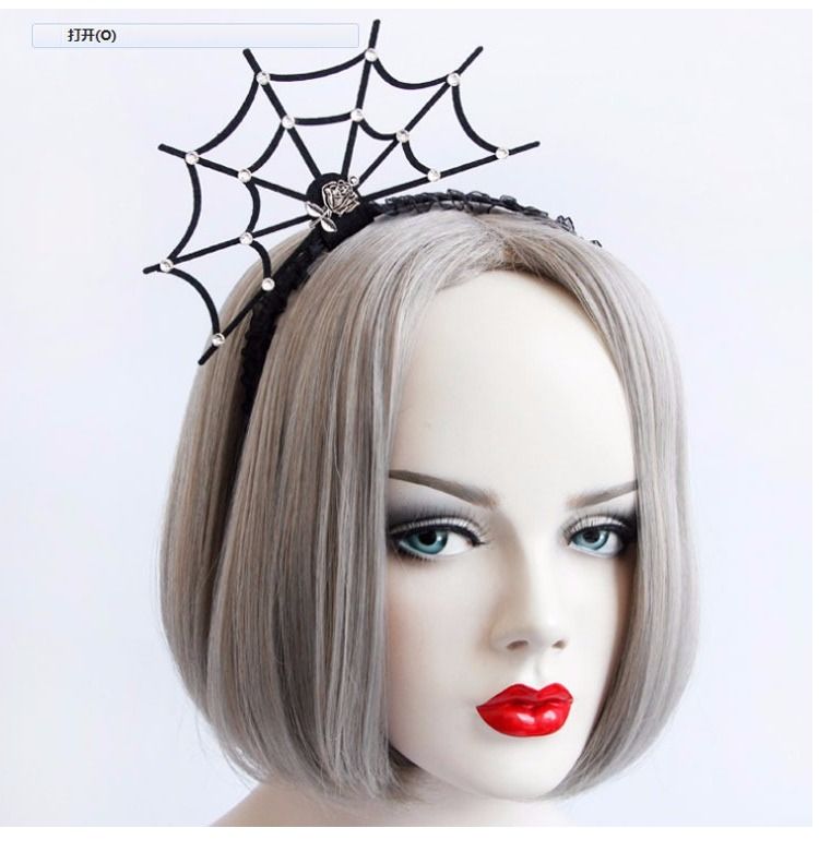 Cross-Border New Halloween Headband Non-Woven Hair Buckle Spider Web Headwear Dress Up Trident Witch Hat Specification drawing