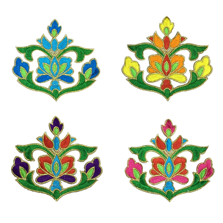 厂家直销新款玫瑰花民族图腾戏曲服装装饰布贴民族风服装辅料烫花