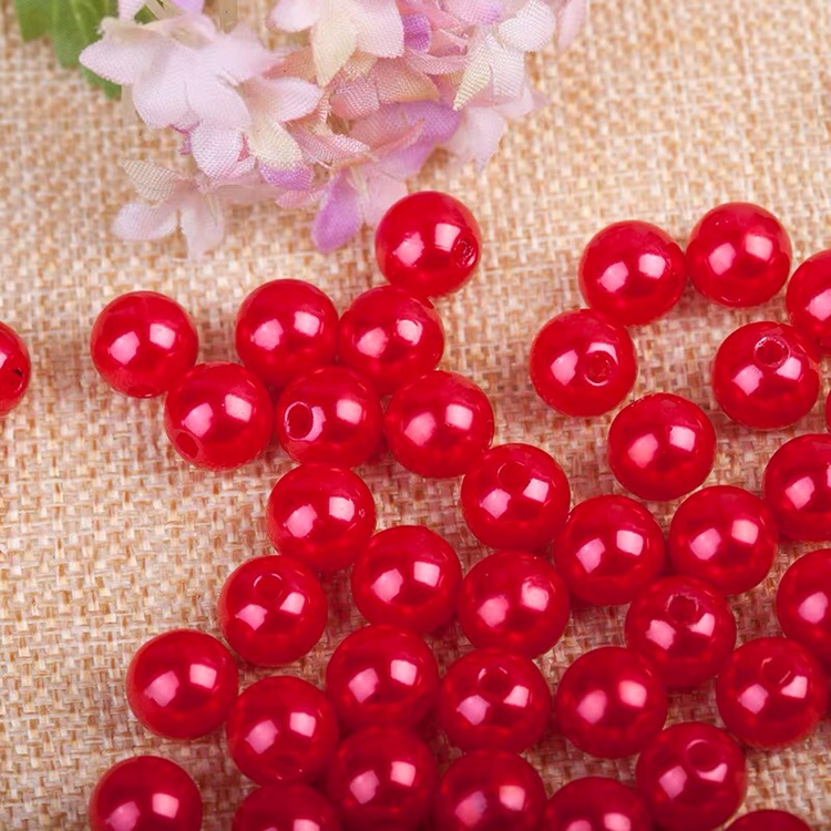 4mm imitation pearl string straight-hole round matte abs plastic double-hole bright jewelry, delivered with white loose round beads Application Scenario