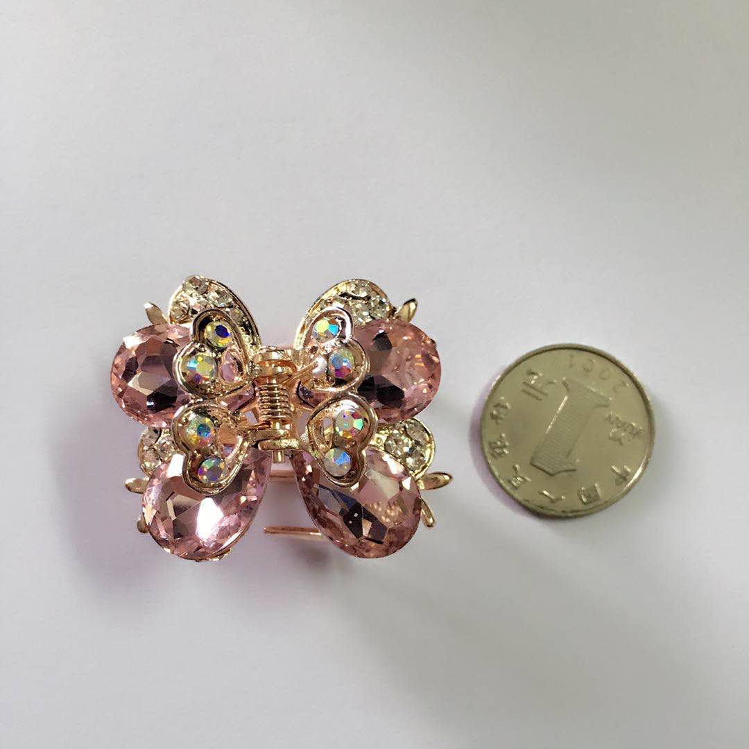 Alloy Korean Full Diamond Glass Kids Claw With Light Coffee Color