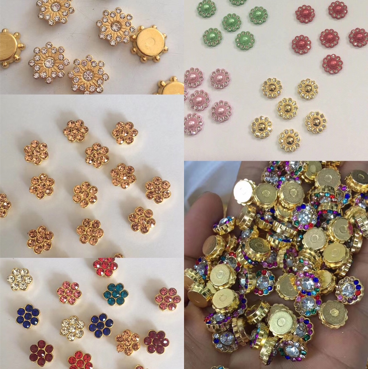 14mm菊花 雏菊🌼点钻滴胶ABS塑料水钻全自动要钻双层花点钻服装鞋饰品配件DIY钻塑料机打钉适合花边 头饰 耳钉 布艺 1000个每包详情10