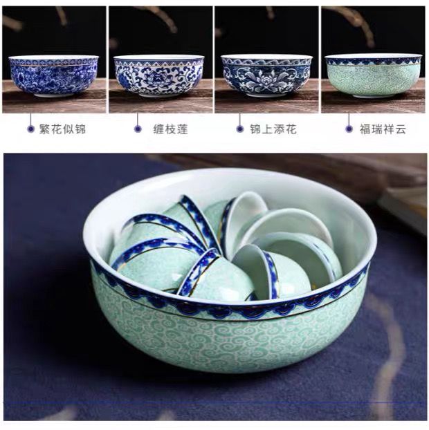 琨琨陶瓷 陶瓷茶具南金金边青花瓷茶具大套 家用客厅功夫茶具茶杯茶洗简约满彩泡茶壶盖碗 134详情9